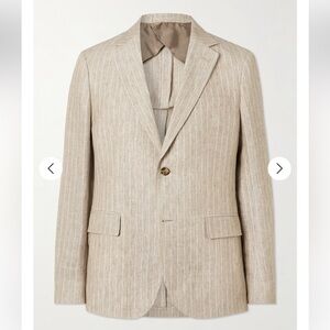 MR P. Mr. Porter Striped Linen Suit Jacket Size 44 Beige mélange white NWT NEW